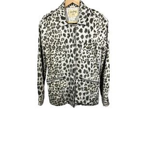 LILY ALDRIDGE X VELVET Women's Animal Print Military Jacket Brown/Cream Small